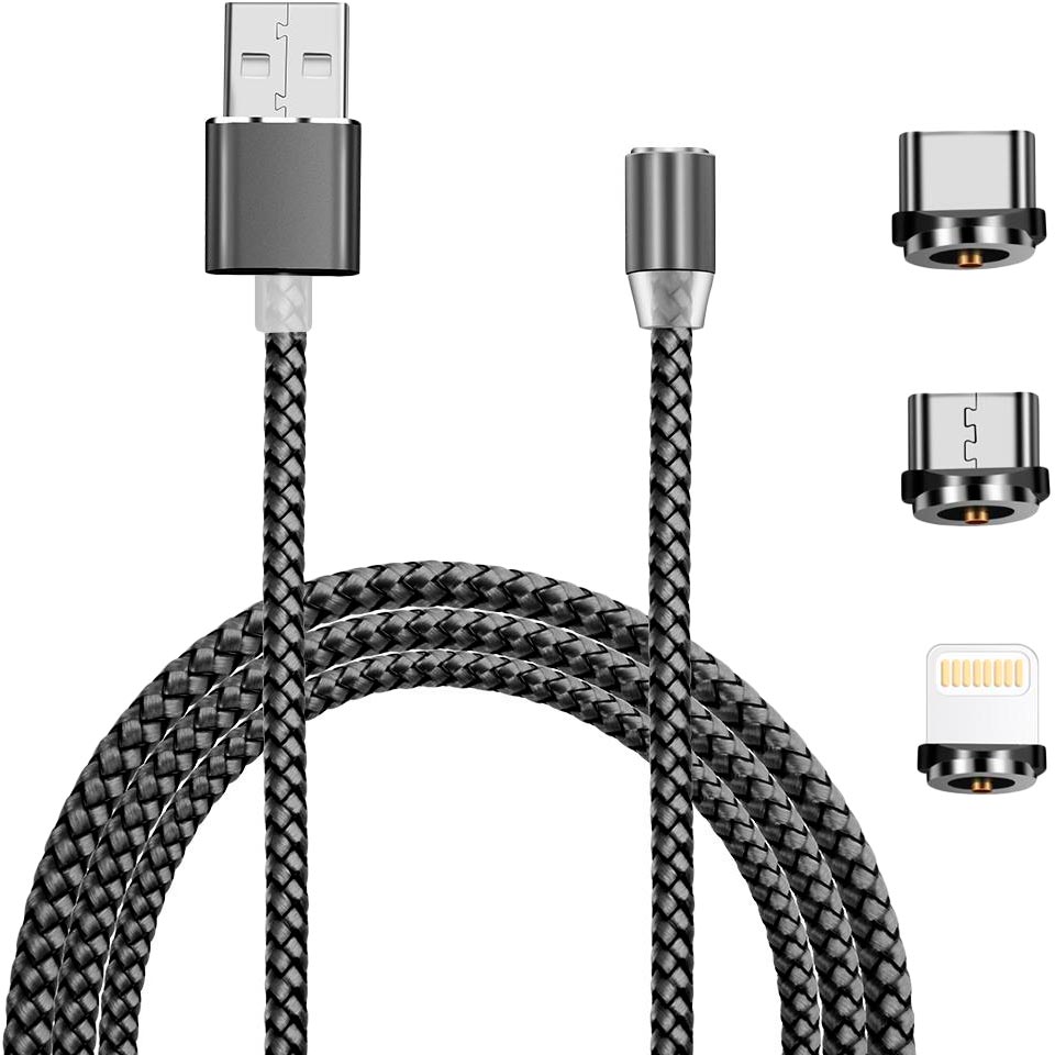 Кабель XoKo SC-350 Magneto 3 в 1 USB - Lightning/Micro-USB/USB Type-C 1.20 м Grey (SC-350MGNT-GR)