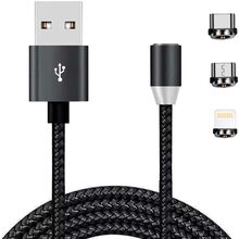 Кабель XOKO USB - Lightning/Micro-USB/USB Type-C 1.20 м Magneto Black (SC-350MGNT-BK)