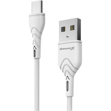 Кабель Grand-X USB - USB Type-C 1 м White (PC-03W)