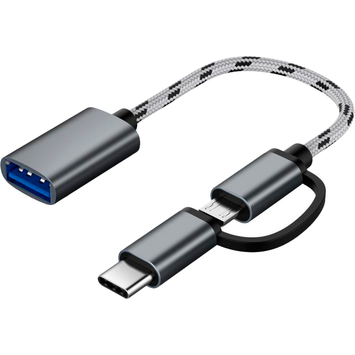 Адаптер XoKo AC-150 USB 3.0 - Micro-USB/USB Type-C OTG Space Grey (AC-150-SPGR)