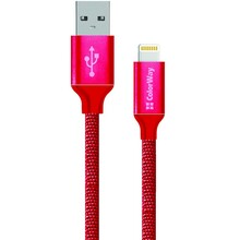 Кабель COLORWAY USB - Apple Lightning 2.1 А 1м red (CW-CBUL004-RD)