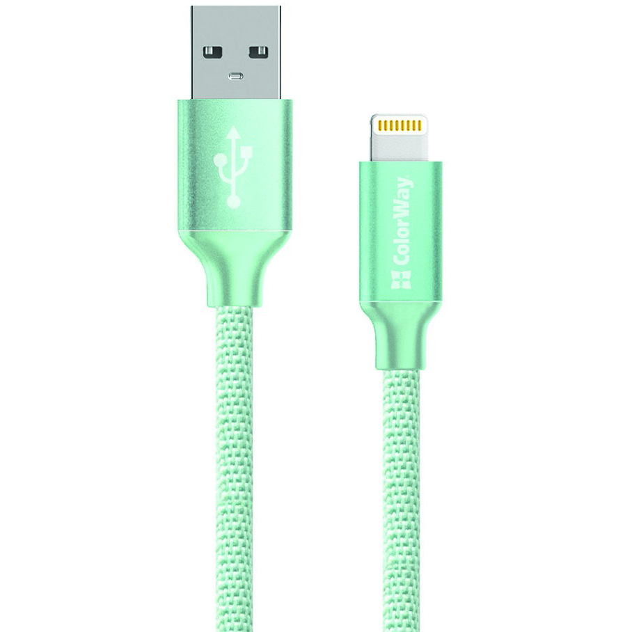 Кабель COLORWAY USB - Apple Lightning 2.1 А 1м mint (CW-CBUL004-MT)