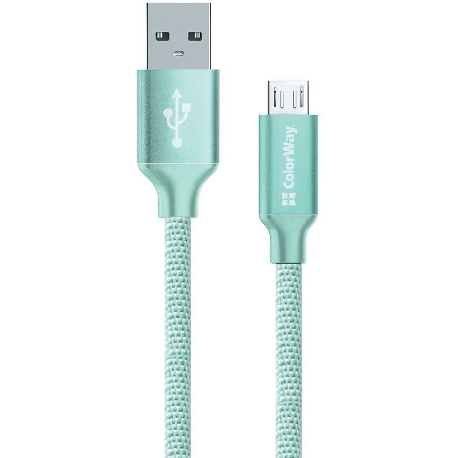 Кабель COLORWAY USB - MicroUSB 2.1 А 1м mint (CW-CBUM002-MT)