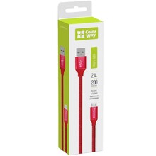 Кабель COLORWAY USB - MicroUSB 2.4А 2м red (CW-CBUM009-RD)