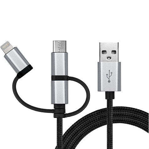 Кабель REAL EL USB 2.0 Premium AM-3in1 1m black (EL123500035) Тип USB – Lightning/micro-USB/USB Type-C