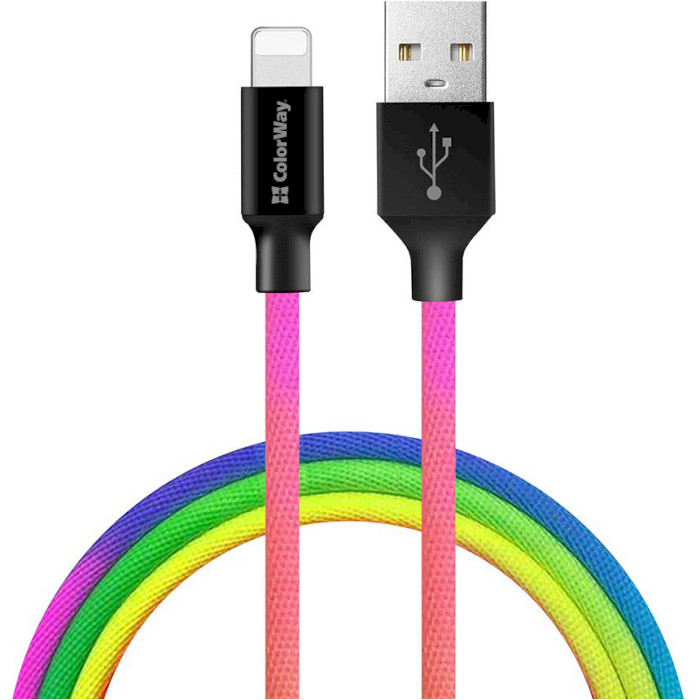 Кабель COLORWAY USB - Lightning 1м Multicolor (CW-CBUL016-MC) Тип USB - Lightning