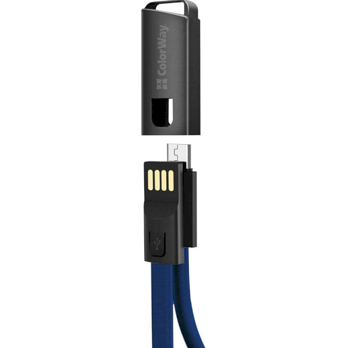 Кабель COLORWAY USB - MicroUSB (брелок) 22см Blue (CW-CBUM022-BL) Довжина 0.22