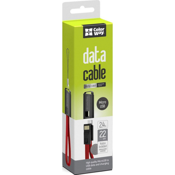 Кабель COLORWAY USB - MicroUSB (брелок) 22см Red (CW-CBUM022-RD) Підсвітка False