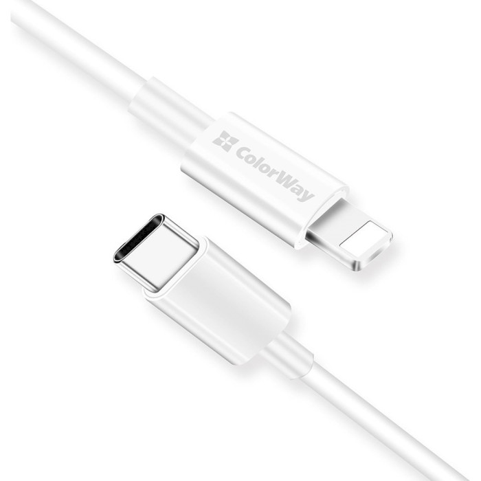 Кабель COLORWAY Type-C - Lightning 1м White (CW-CBPDCL032-WH) Підсвітка False