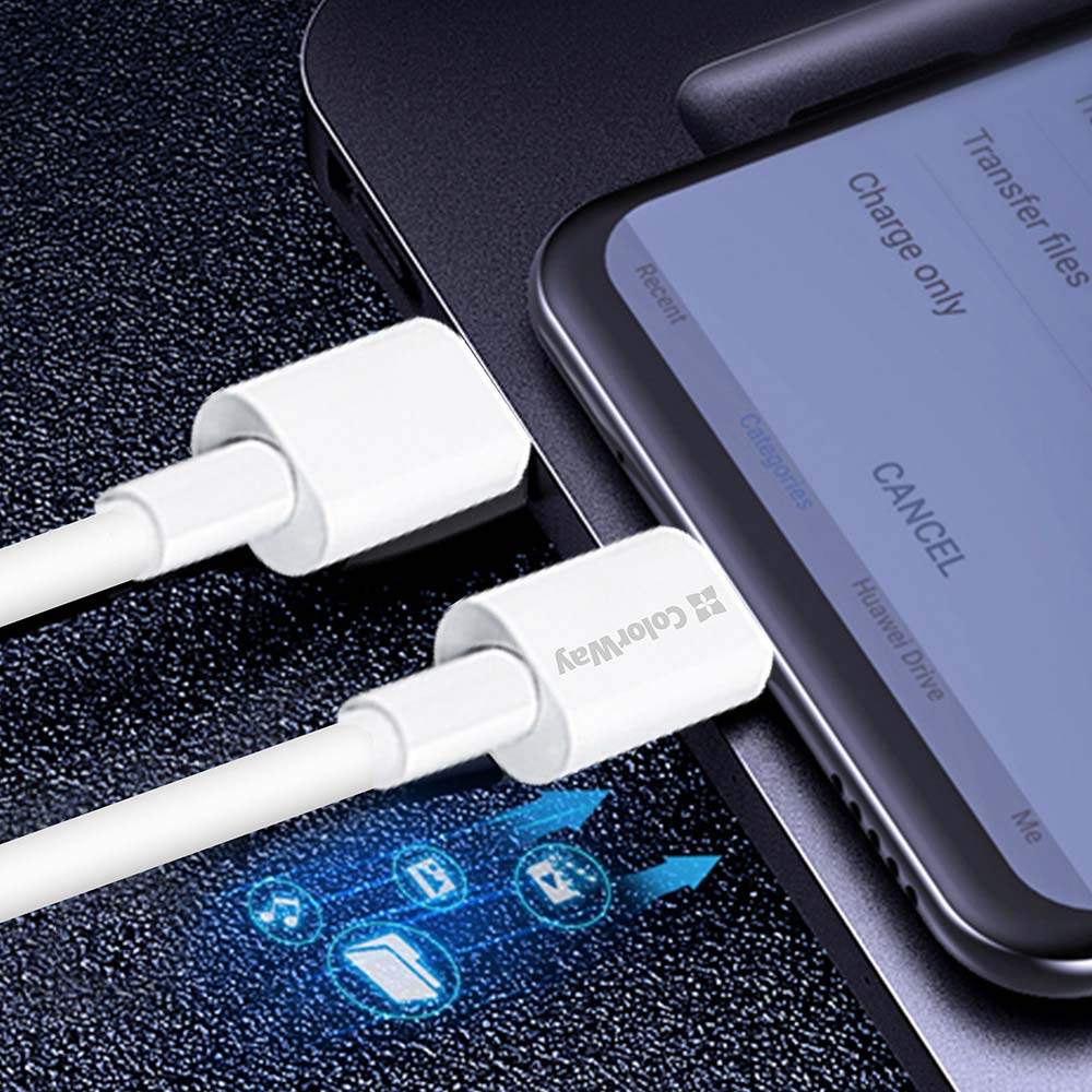 Фото Кабель COLORWAY Type-C - Lightning 1м White (CW-CBPDCL032-WH)