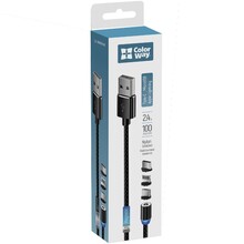 Кабель COLORWAY USB-Lightn+MicroUSB+Type-C 1м Black (CW-CBUU020-BK)