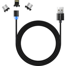 Кабель COLORWAY USB-Lightn+MicroUSB+Type-C 1м Black (CW-CBUU020-BK)