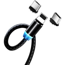 Кабель COLORWAY USB-Lightn+MicroUSB+Type-C 1м Black (CW-CBUU020-BK)