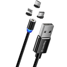 Кабель COLORWAY USB-Lightn+MicroUSB+Type-C 1м Black (CW-CBUU020-BK)