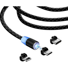 Кабель COLORWAY USB-Lightn+MicroUSB+Type-C 1м Black (CW-CBUU020-BK)