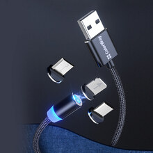 Кабель COLORWAY USB-Lightn+MicroUSB+Type-C 1м Black (CW-CBUU020-BK)