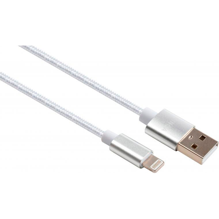 Кабель VINGA USB 2.0 - Lightning 1 м Nylon Silver (VCPDCLNB1S)