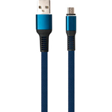 Кабель VINGA USB 2.0 AM to Micro 5P 1.0 m flat nylon blue (U0311021)