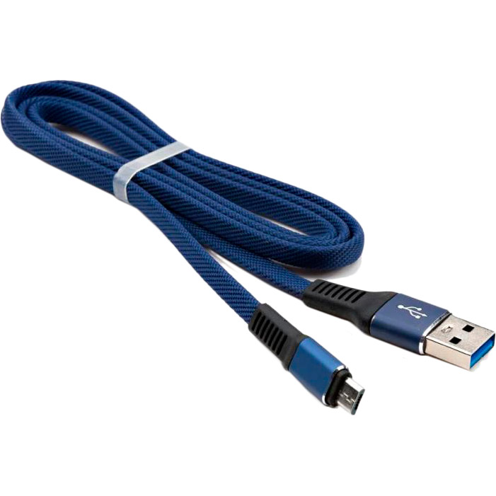 Кабель VINGA USB 2.0 AM to Micro 5P 1.0 m flat nylon blue (U0311021) Довжина 1