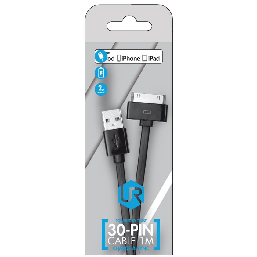 Кабель TRUST URBAN Flat Cable Apple 30-pin 1m Подсветка False