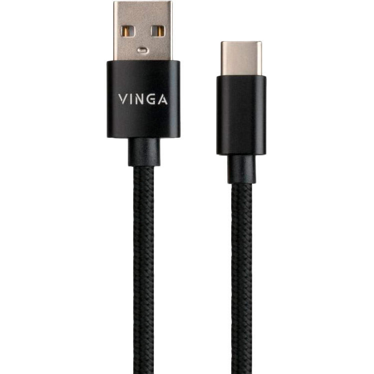 Кабель VINGA USB - USB Type-С 1 м Nylon Black (VCPDCTCNB1BK) Тип USB - USB Type-С