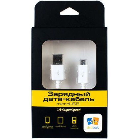 Кабель DROBAK AM-Micro USB 1,0 м White Тип USB - micro-USB