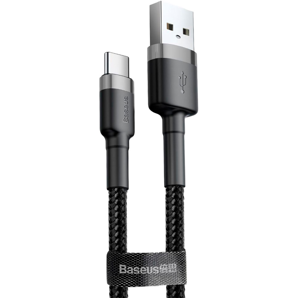 

Кабель BASEUS Cafule USB - USB Type-C 2A 3 м Gray/Black (23461), Cafule Type-C 2A (3m) (gray/black)