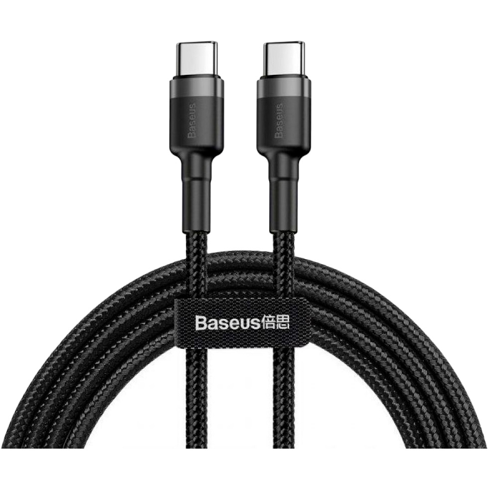 

Кабель BASEUS Cafule USB Type-C - USB Type-C PD 2.0 60W 1 м Gray/Black (21707), Type-C - Type-C 60W (1m) (gray/black)