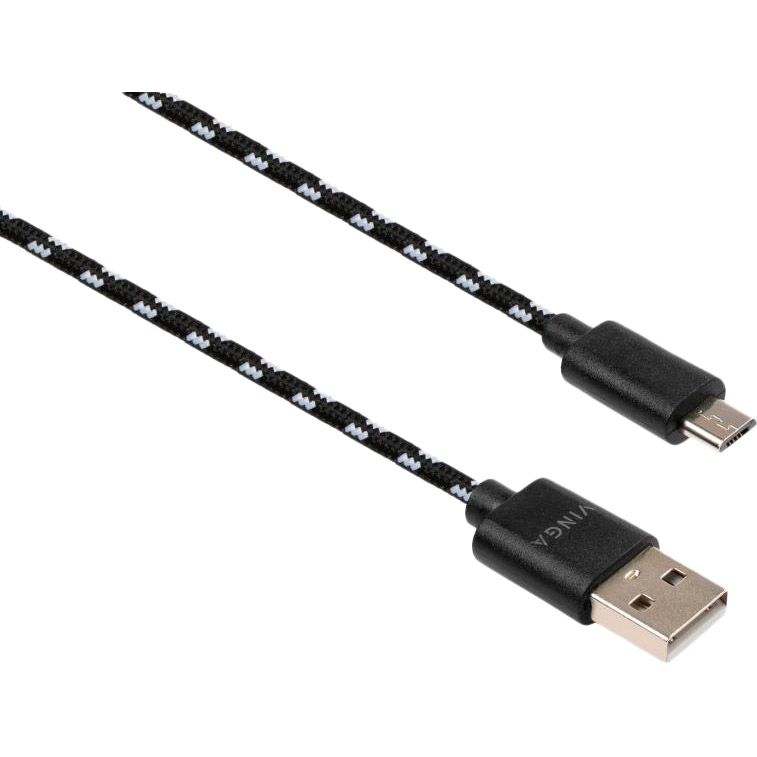 Кабель VINGA USB 2.0 AM to Micro 5P 1 м 2 color nylon Black (VCPDCMBN31BK) Тип USB - micro-USB