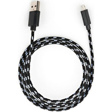 Кабель VINGA USB 2.0 AM to Micro 5P 1 м 2 color nylon Black (VCPDCMBN31BK)