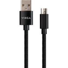 Кабель VINGA USB 2.0 AM to Micro 5P 1 м nylon Black (VCPDCMNB1BK)