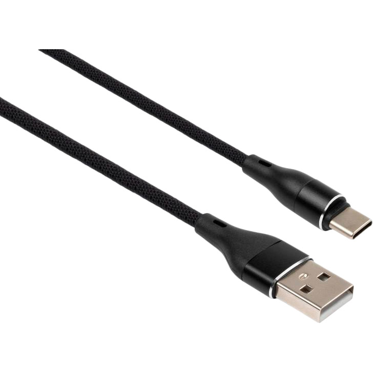 Кабель VINGA USB 2.0 - USB Type-C 1 м Cylindric Nylon Black (VCPDCTCCANB1BK)