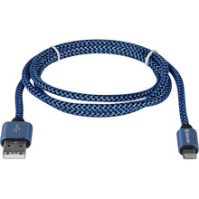 Кабель DEFENDER ACH01-03T USB(AM)-Lighting 1m 2.1 A blue (87811)