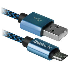 Кабель DEFENDER USB08-03T USB AM - MicroBM 1 м 2.1 А Blue (87805)