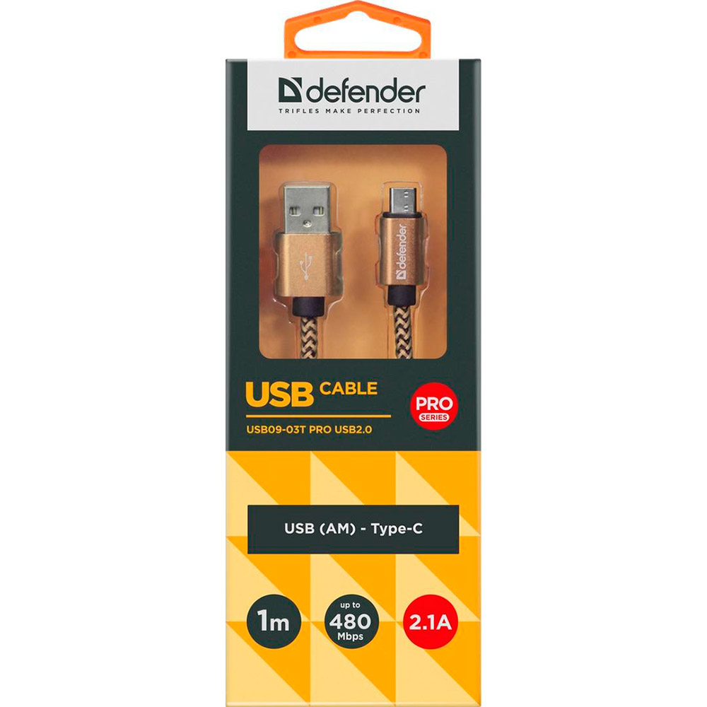 Кабель DEFENDER (87812) USB09-03T PRO Gold (218899) Длина 1