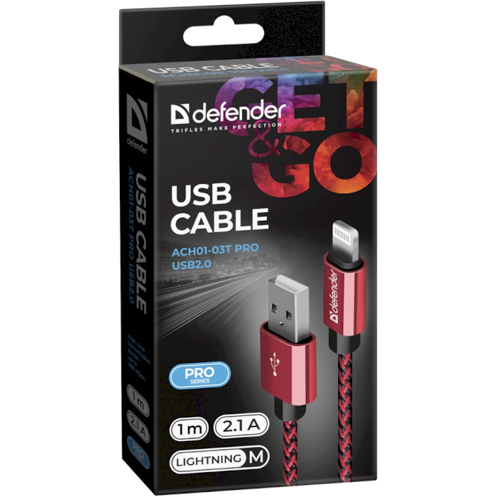 Кабель DEFENDER ACH01-03T PRO USB2.0 AM-Lightning (87807) Тип USB - Lightning