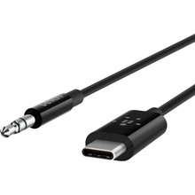 Кабель BELKIN RockStar USB Type-С - аудио 3.5 мм 0.9 м Black (F7U079BT03-BLK)