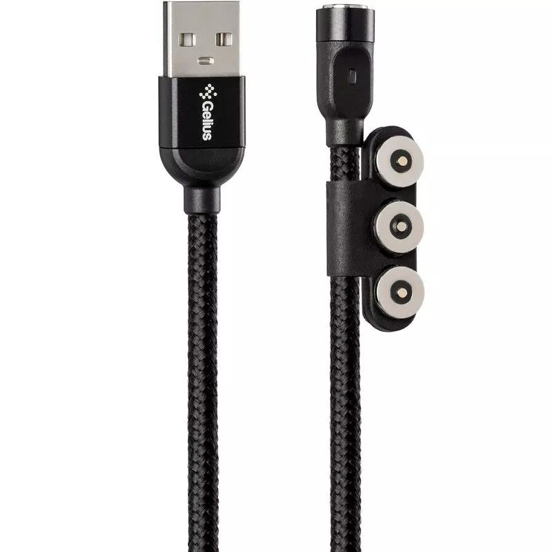 

Кабель GELIUS Pro Magenta 3 in1 USB – Lightning/micro-USB/USB Type-C 1 м Black (GP-UC-U013u), Pro Magenta GP-UC-U013u 3in1 Black 2A