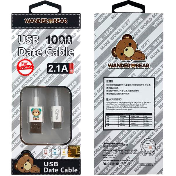 

Кабели XOKO WanderBear USB Type-C 1 m (SC-007a), WanderBear USB Type-C SC-007a 1m