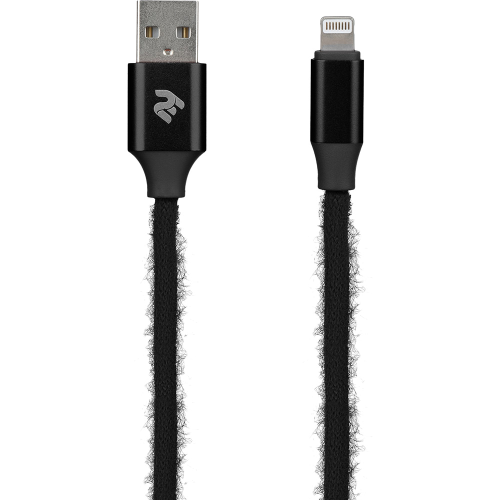 Кабель 2E Fur USB - Lightning 1 м Black (2E-CCLAC-BLACK)