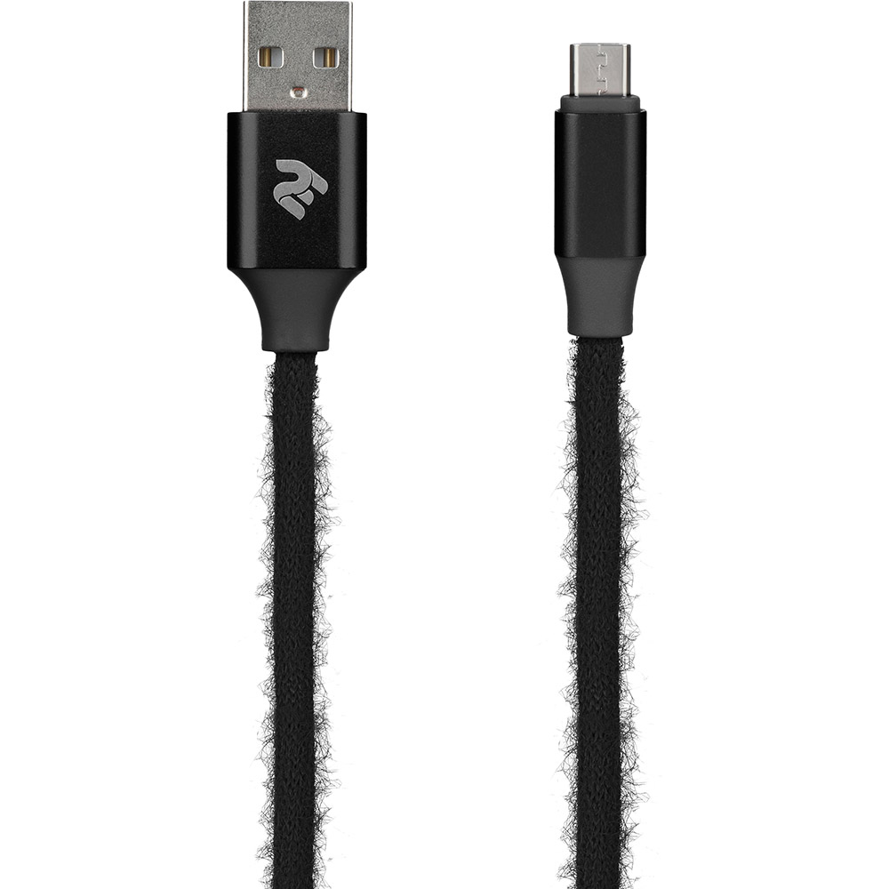 

Кабель 2E Fur USB - Micro USB 1 м Black (2E-CCMTAC-BLACK), Fur USB 2.4 to Micro USB Cable, 1m, Black