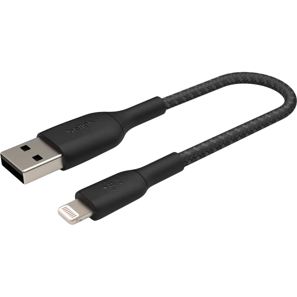 

Кабель BELKIN USB - Lightning Braided 0.15 м Black (CAA002BT0MBK), USB-A - Lightning, BRAIDED, 0.15m, black