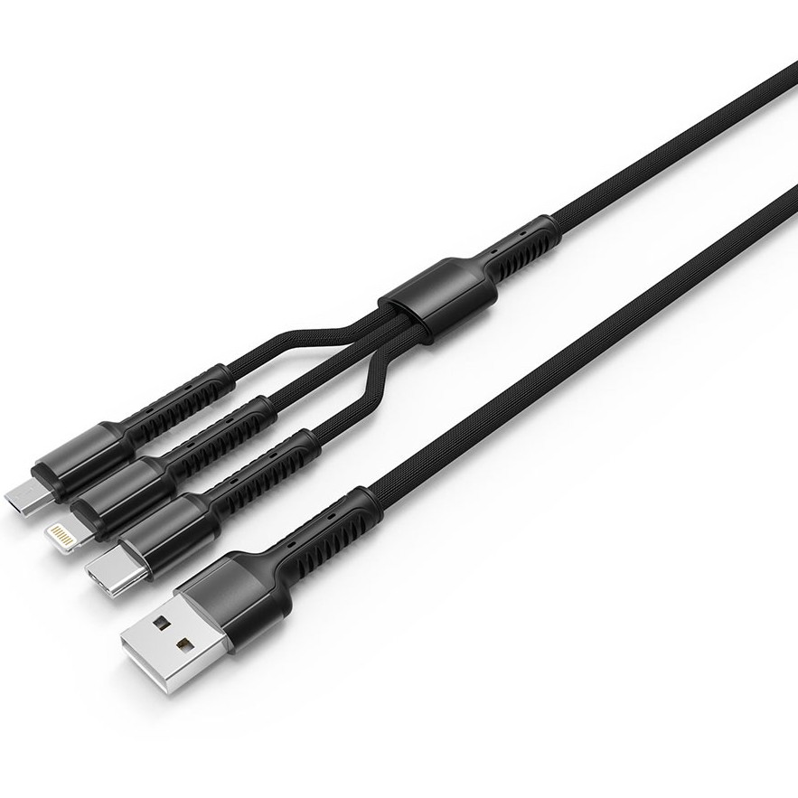Кабель COLORWAY USB - Lightning/micro-USB/USB Type-C 1.2 м Grey (CW-CBU3003-GR) Длина 1.2