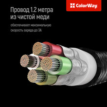Кабель COLORWAY USB - Lightning/micro-USB/USB Type-C 1.2 м Grey (CW-CBU3003-GR)