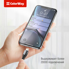 Кабель COLORWAY USB Type-C - Lightning 1 м Grey (CW-CBPDCL033-GR)