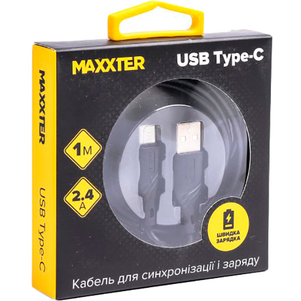 Кабель MAXXTER USB - USB Type-C 1 м Black (UB-C-USB-02-1m) Тип USB - USB Type-С