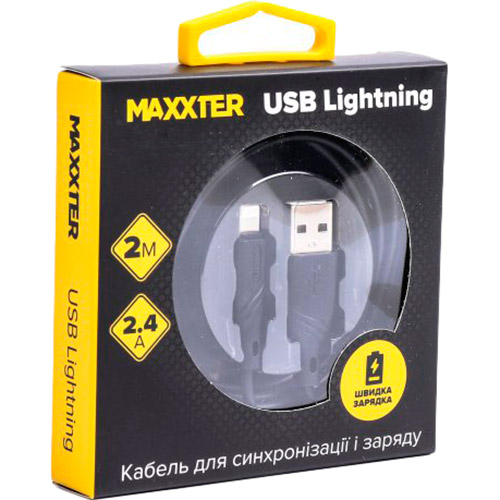 Кабель MAXXTER USB - Lightning 2 м Black (UB-L-USB-02-2m) Тип USB - Lightning