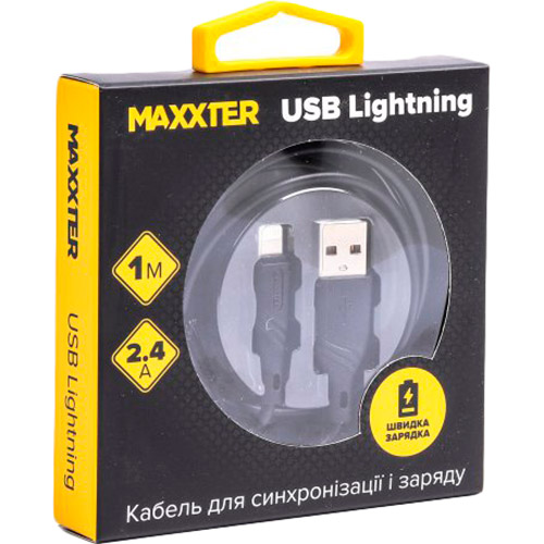 Кабель MAXXTER USB - Lightning 1 м Black (UB-L-USB-02-1m) Тип USB - Lightning