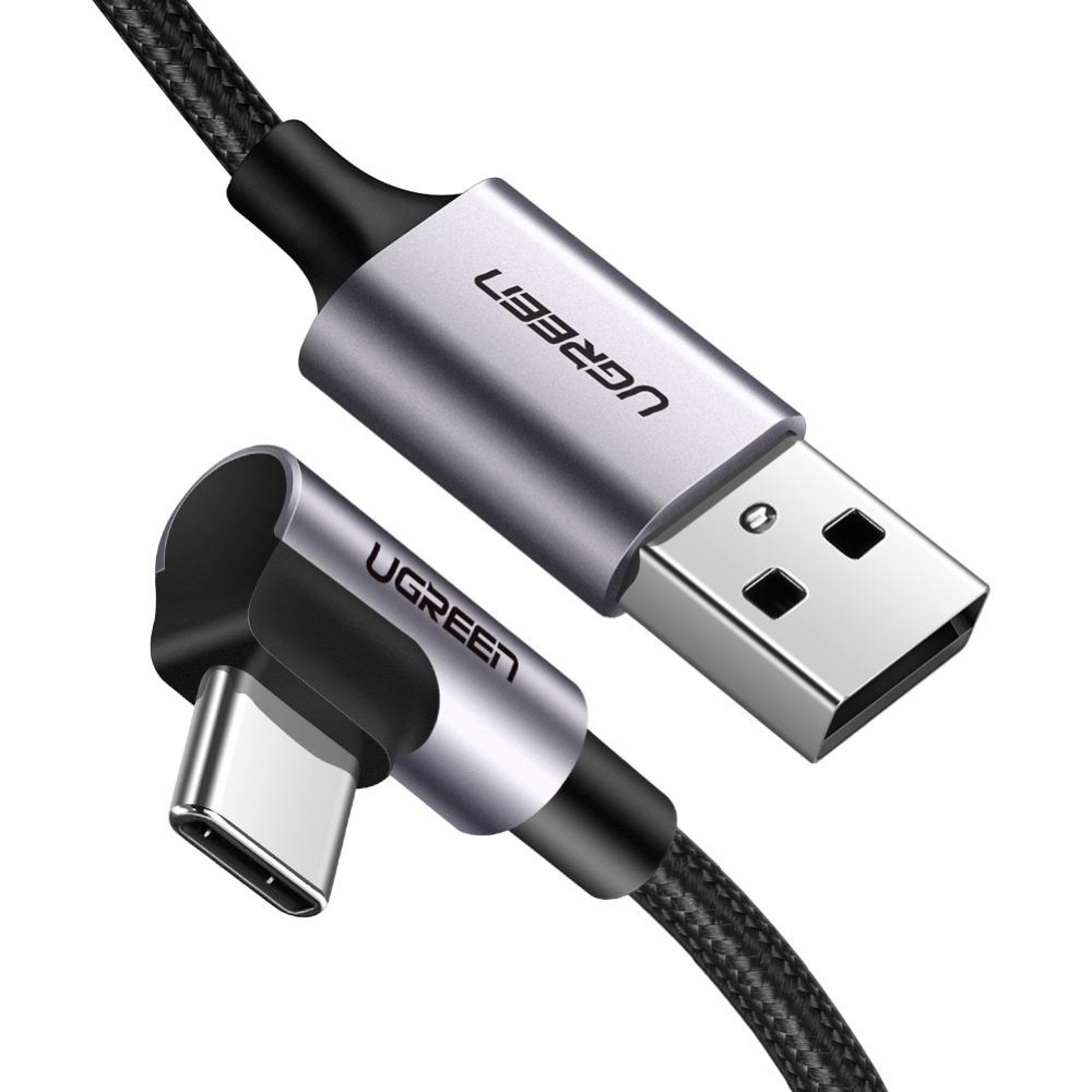 

Кабель UGREEN US284 USB - USB Type-C Black 1 м (50941), US284 USB - Type-C Cable Angled Alum. Braid 1м