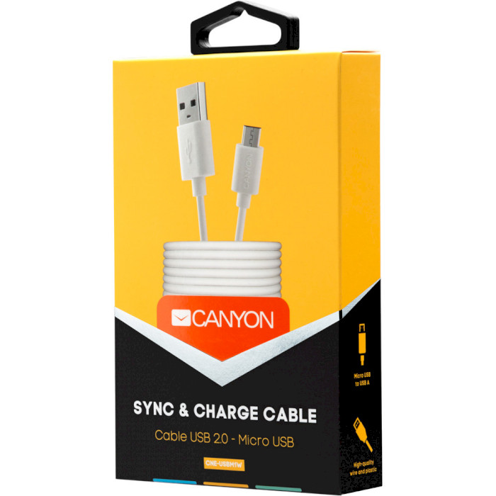 Кабель CANYON UM-1 Micro USB cable, 1M, White (CNE-USBM1W) Тип USB - micro-USB